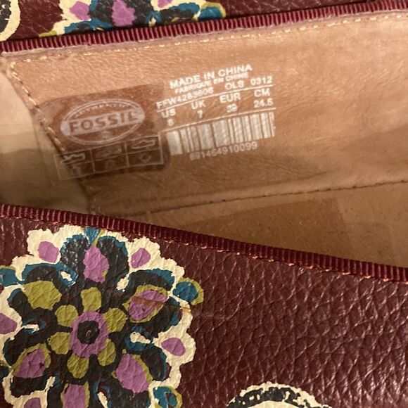 Fossil Ballet Floral Leather Flats - Picture 3 of 9